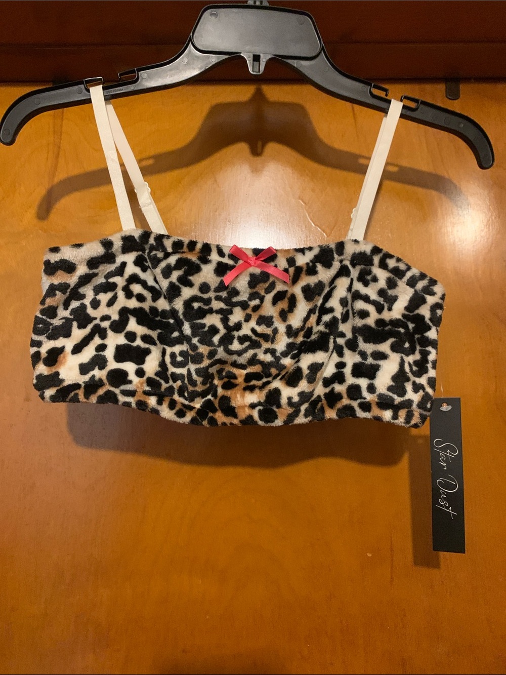 NWT Star Dust Size M Plush Animal Print Bralette